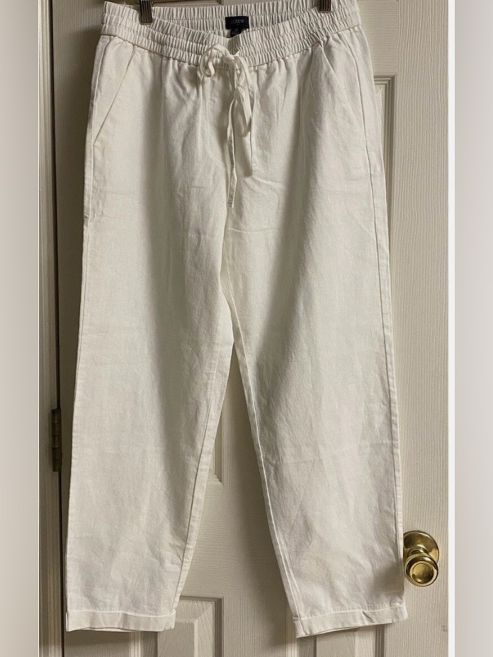 🩷 J. Crew White Elastic-Waist Drawstring Capris size 6 🩷